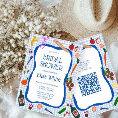 Gingham Picnic Modern Cute CUSTOM QR