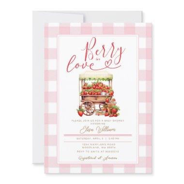 Gingham Pink Berry in love baby shower
