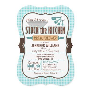 Gingham Stock the Kitchen Bridal Shower Invitations