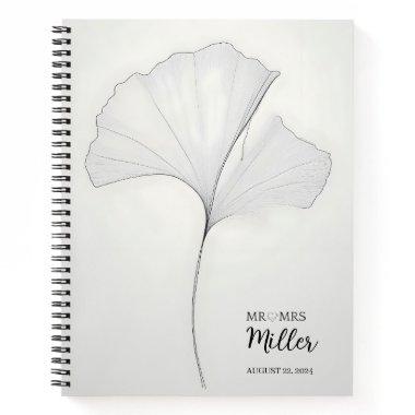 Ginkgo Leaf New Mr Mrs Name Bride Notebook