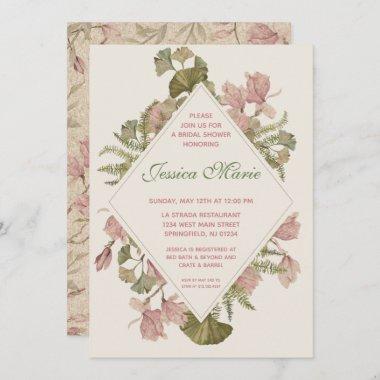 Ginkgo Watercolor Floral Bridal Shower Invitations