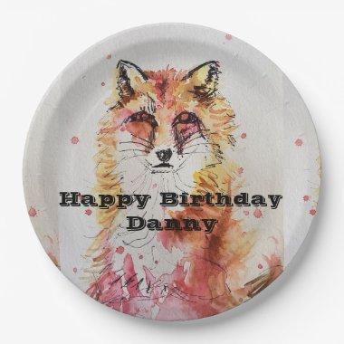 Giraffe Watercolour boy Birthday Party Paper Plate