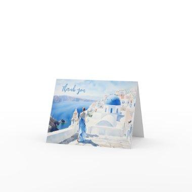 Girl in Santorini, Watercolor,  Thank you