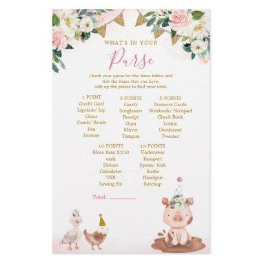 Girl Pink Farm Baby Shower What's In Your Purse