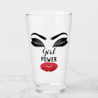 Girl Power Red Kiss Lips Makeup  Glass