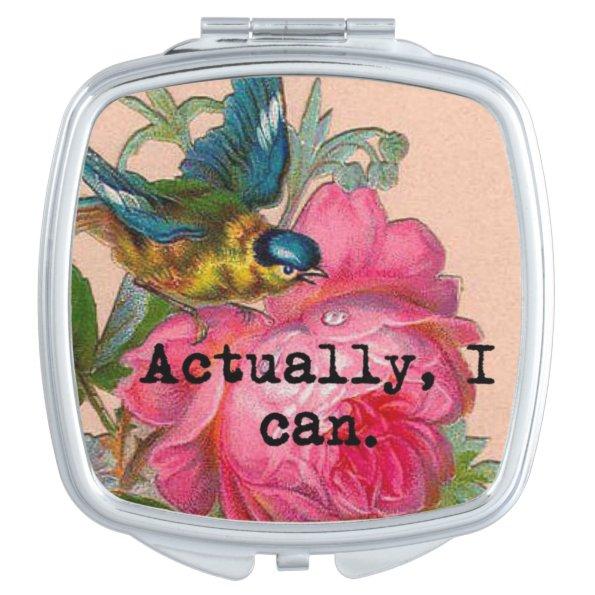 Girl power vintage bird pink roses compact compact mirror