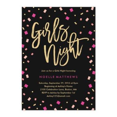 Girls Night Confetti Bachelorette Party Invitations