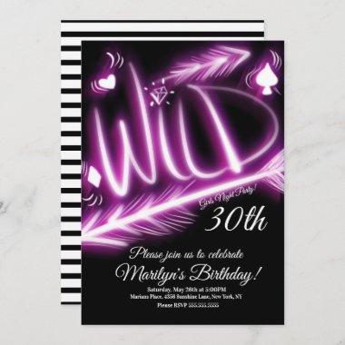 Girls Night Out Neon Wild 40th Birthday Any Age Invitations