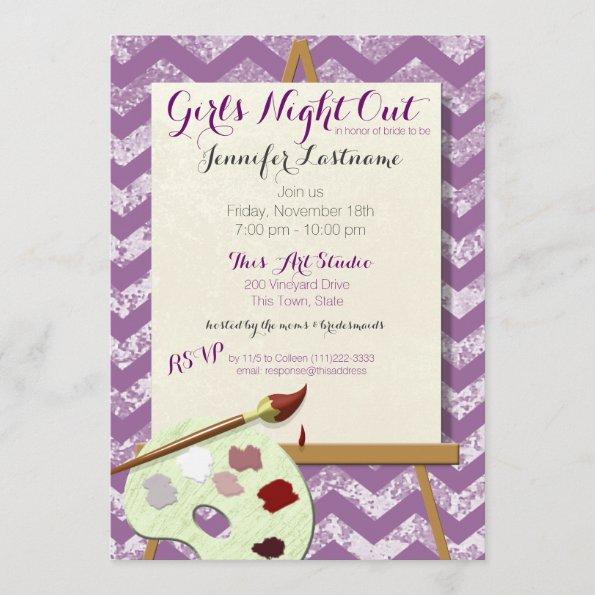 Girl's Night Painting Art Party Invitations