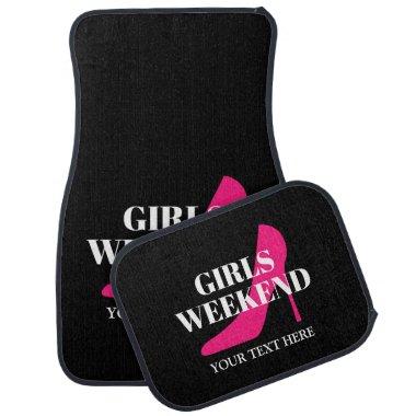 Girls weekend trip pink stiletto shoe car mat set
