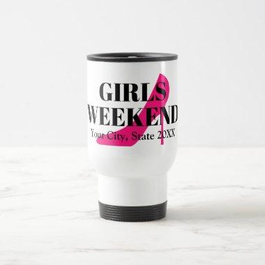 Girls weekend trip pink stiletto shoe custom travel mug