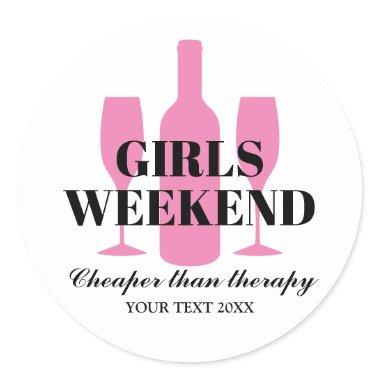 Girls weekend trip wine tasting party classic round sticker