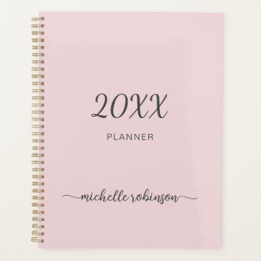 Girly Blush Pink Monogram Name Script 2023 Planner