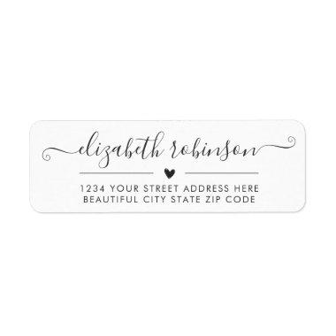 Girly Chic Calligraphy Script Heart Address Label