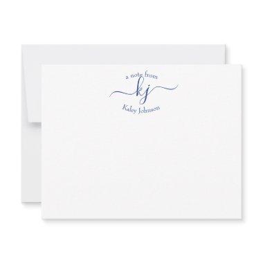 Girly Chic Navy White 2 Monogram Name Note