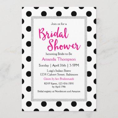 Girly Chic Polka Dots and Hot Pink Bridal Shower Invitations