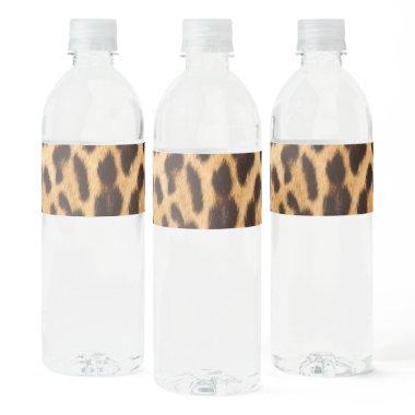 girly chic wild safari party leopard print water bottle label