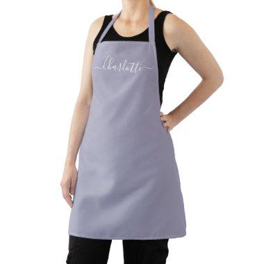 Girly dusty lilac custom script name monogram chic apron
