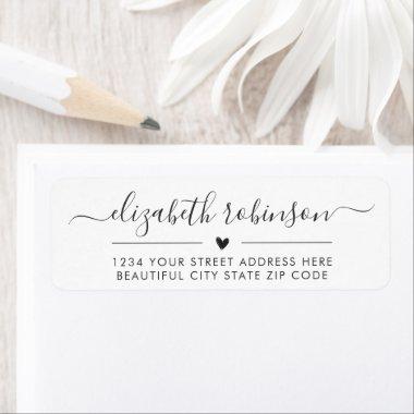 Girly Elegant Chic Script Heart Address Label