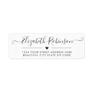 Girly Elegant Chic Script Heart Address Label