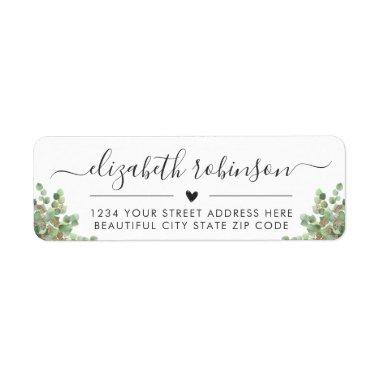 Girly Elegant Script Greenery Address Label