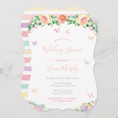 Girly Floral Butterflies Fairy Tale Bridal Shower Invitations
