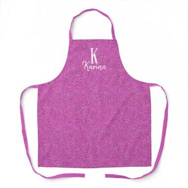 Girly glitter pink monogram and name apron