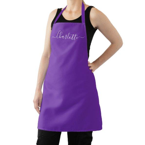 Girly grape purple custom script name monogram apron