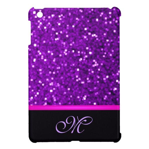 Girly Initial Mom Purple Cute Sparkle Pink Bling Cover For The iPad Mini