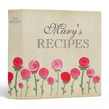 Girly Ladies Roses Recipe Book Binder