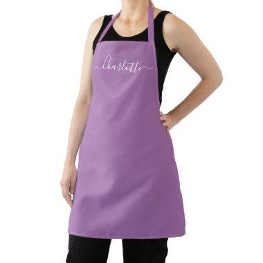 Girly lavender custom modern script name monogram apron