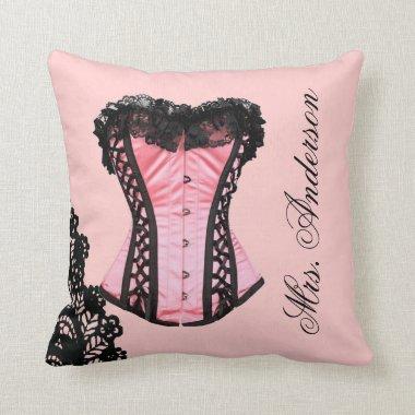Girly Lingerie party vintage corset bridal shower Throw Pillow