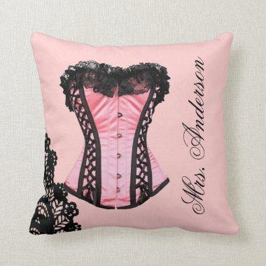 Girly Lingerie party vintage corset  Throw Pillow