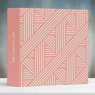 Girly Modern Geometric Pattern Clean Blush Pink 3 Ring Binder