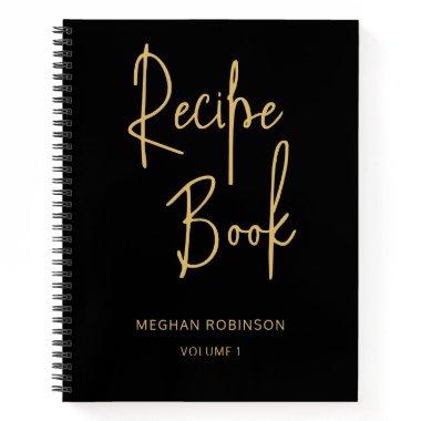 Girly Personalized Cookbook Black Recipe Notebook