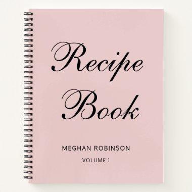 Girly Personalized Cookbook Blush Recipe Notebook