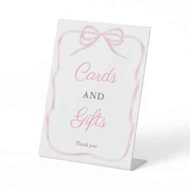 Girly Pink Bow  And Gifts 8x10 Baby Shower Pedestal Sign