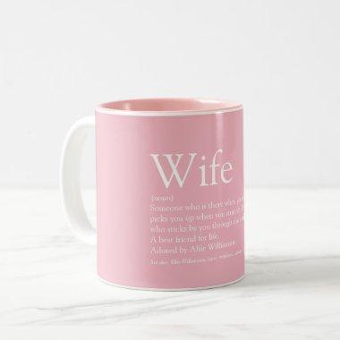 Girly Pink Modern Typographic Fun Wife Definition Two-Tone Coffee Mug