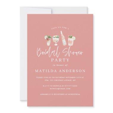 Girly pink script modern cocktail  announcement