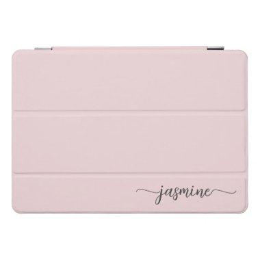 Girly Simple Blush Pink Chic Monogram Name Script iPad Pro Cover