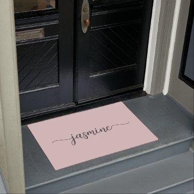 Girly Simple Blush Pink Personalized Monogram Name Doormat
