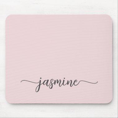 Girly Simple Blush Pink Personalized Monogram Name Mouse Pad