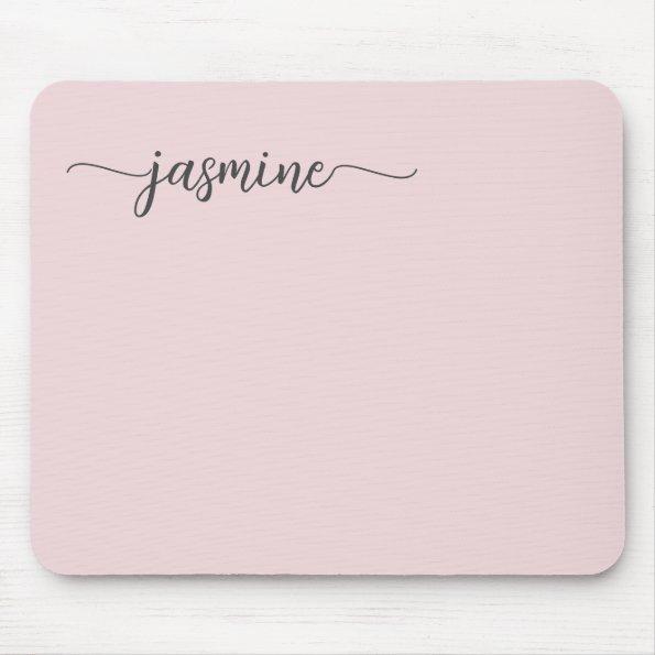 Girly Simple Blush Pink Personalized Monogram Name Mouse Pad