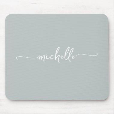 Girly Simple Sage Green Custom Monogram Name Mouse Pad