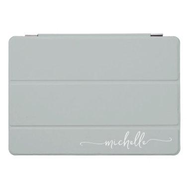 Girly Simple Sage Green Monogram Name Script iPad Pro Cover