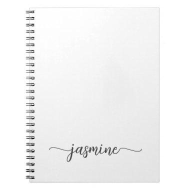 Girly Simple White Cookbook Recipe Signature Notebook