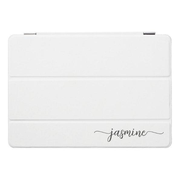 Girly Simple White Monogram Name Script iPad Pro Cover