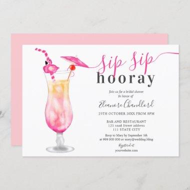 Girly tropical cocktail sip sip bridal shower Invitations