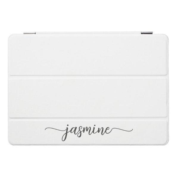 Girly White Monogram Name Signature Script iPad Pro Cover