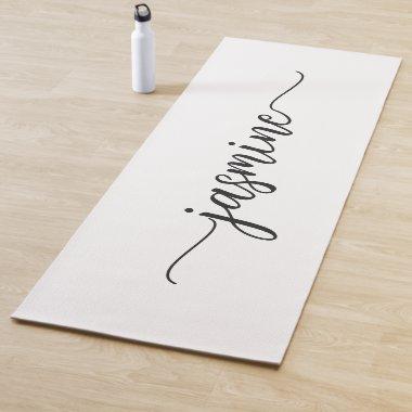 Girly White Personalized Monogram Name Script Yoga Mat